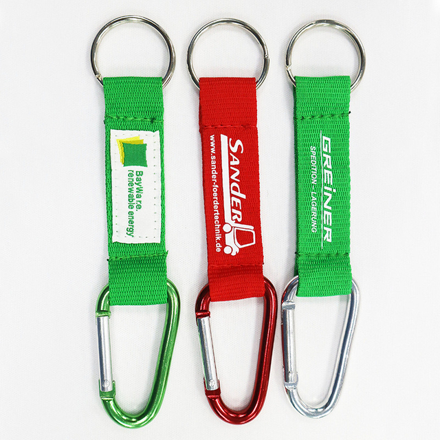 Customized Logo Polyester Nylon Lanyard Woven Mountaineering Buckle PVC Label Short Belt Silk Screen Printing Logo