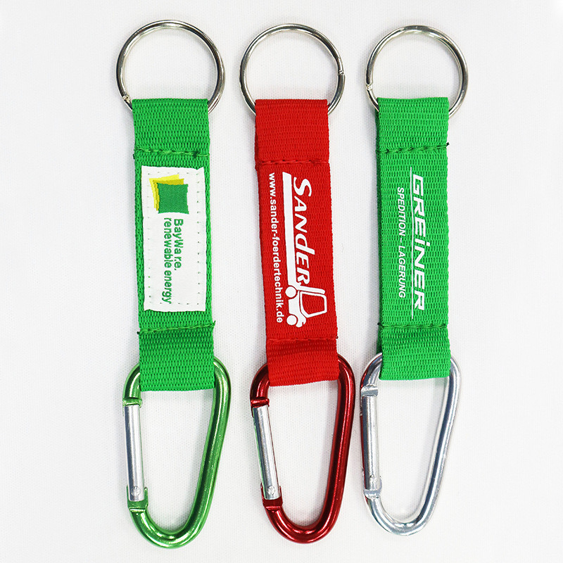 Customized Logo Polyester Nylon Lanyard Woven Mountaineering Buckle PVC Label Short Belt Silk Screen Printing Logo