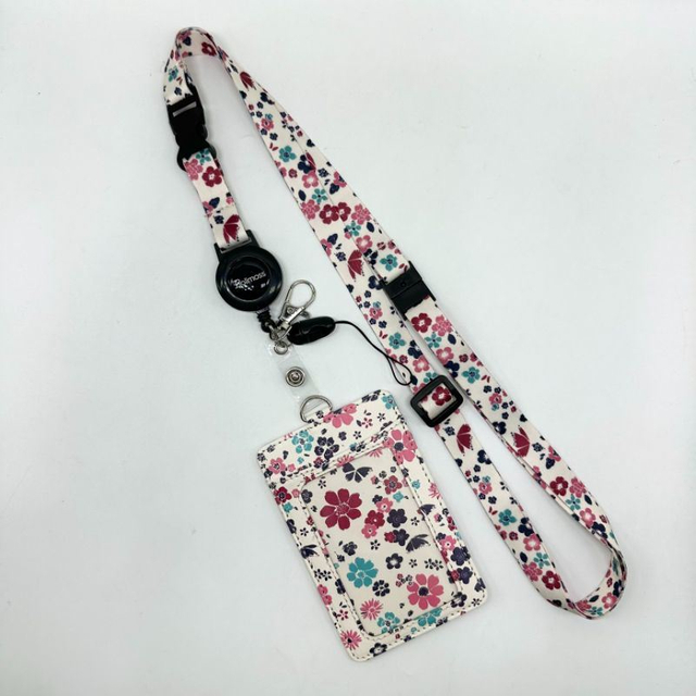 High Quality Flexible and Easy to Pull Buckle Polyester Transfer More Color Lanyard with Leather Card Holde