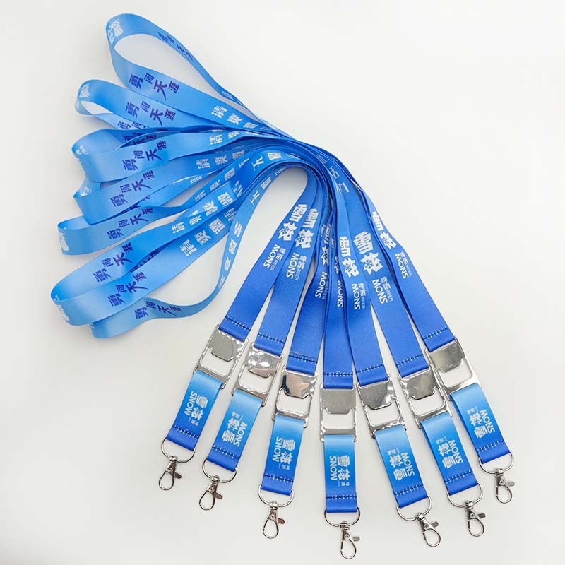 Custom Polyester Double Transfer Silk Screen Printed Lanyard for Bottle Corkscrew