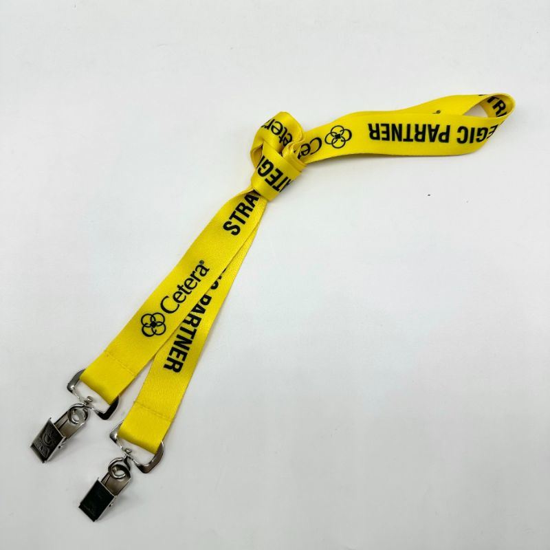 Manufacturers Mass Custom Double Number Clip Certificate Cover Polyester Silk Screen Transfer Jacquard Lanyard