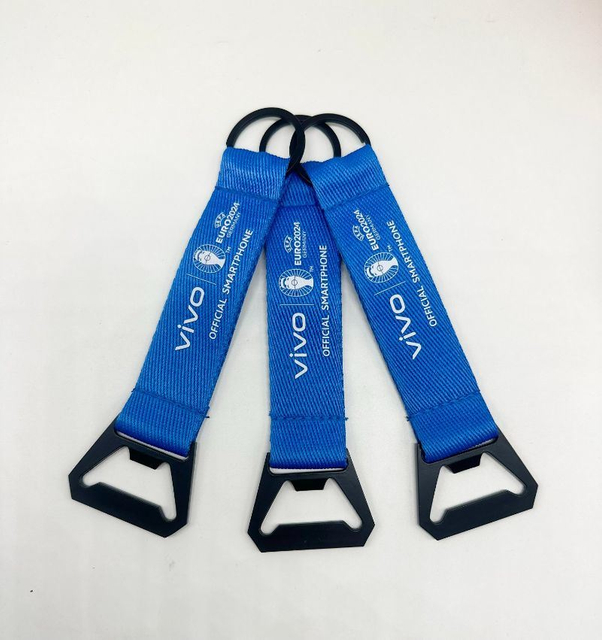 High Quality Polyester Thickened Webbing Silk Screen Logo Opener Short Strap Lanyard Key Chain