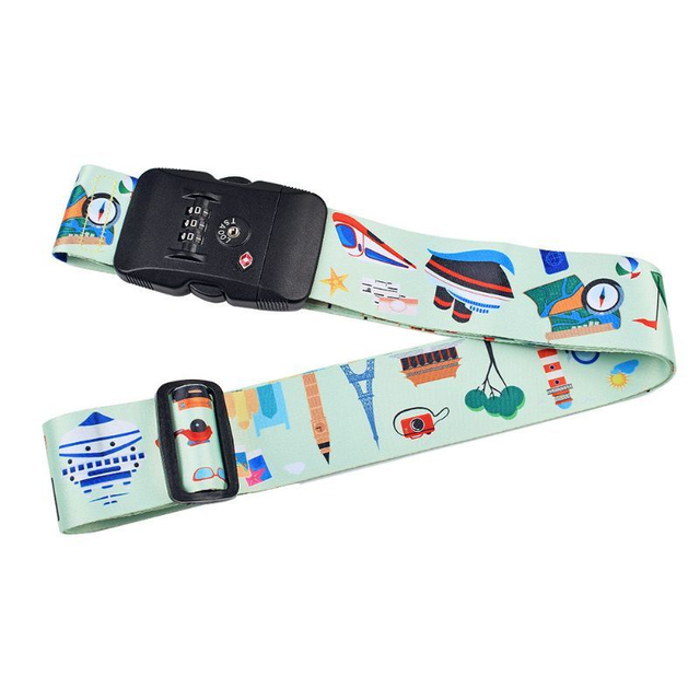 Customized High quality Heat Transfer Logo Luggage Belt with Tsa Custom Locks