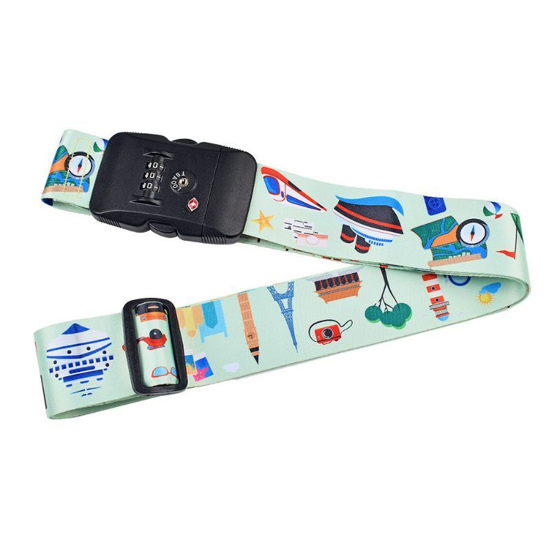 Customized High quality Heat Transfer Logo Luggage Belt with Tsa Custom Locks