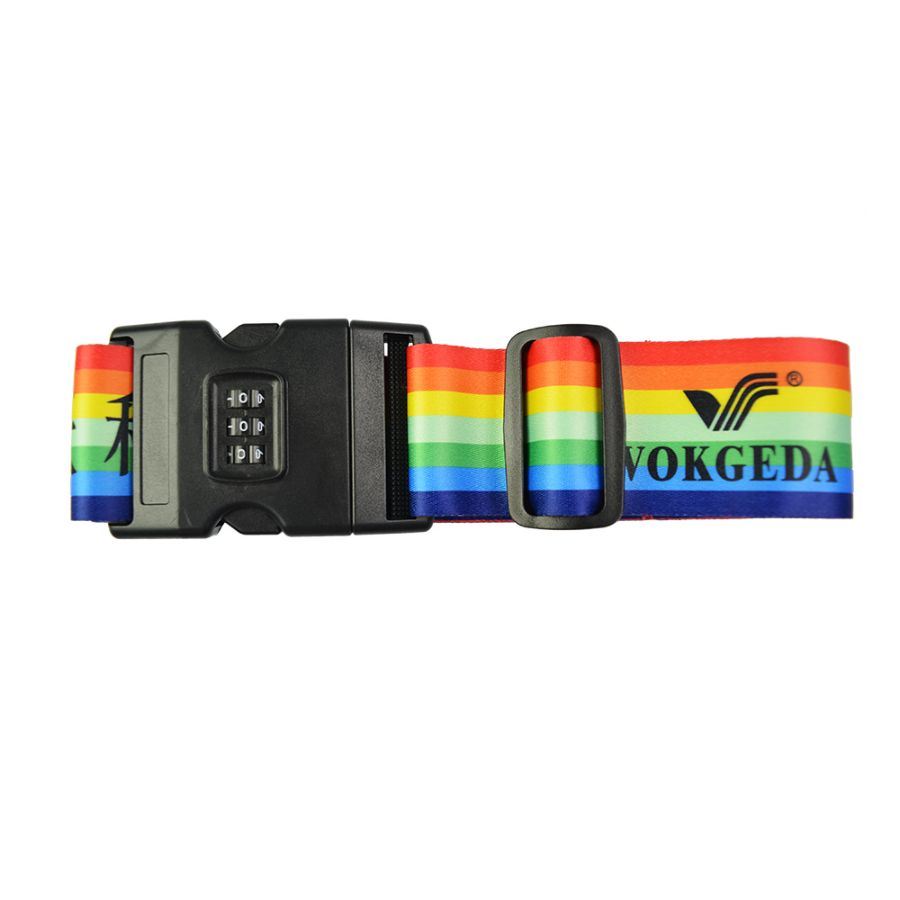 Custom High Quality Polyester Heat Transfer Tape with Three Combination Lock Luggage Strap