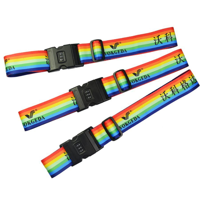 Custom High Quality Polyester Heat Transfer Tape with Three Combination Lock Luggage Strap
