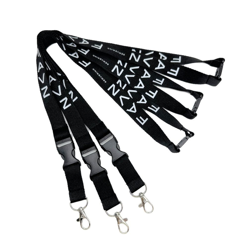 High Quality Cheap Custom Personalized Black Silk Screen Printed Lanyards No Minimum Order