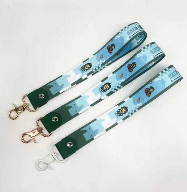 High Quality Metal Keychain Decoration with Polyester Transfer Printing Short Strap for Mobile Phone Bracelet