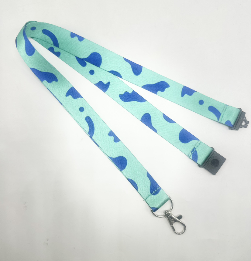 Environmentally Friendly and Recyclable Polyester RPET Ribbon with Logo Transfer and Safety Buckle Hanging Lanyard