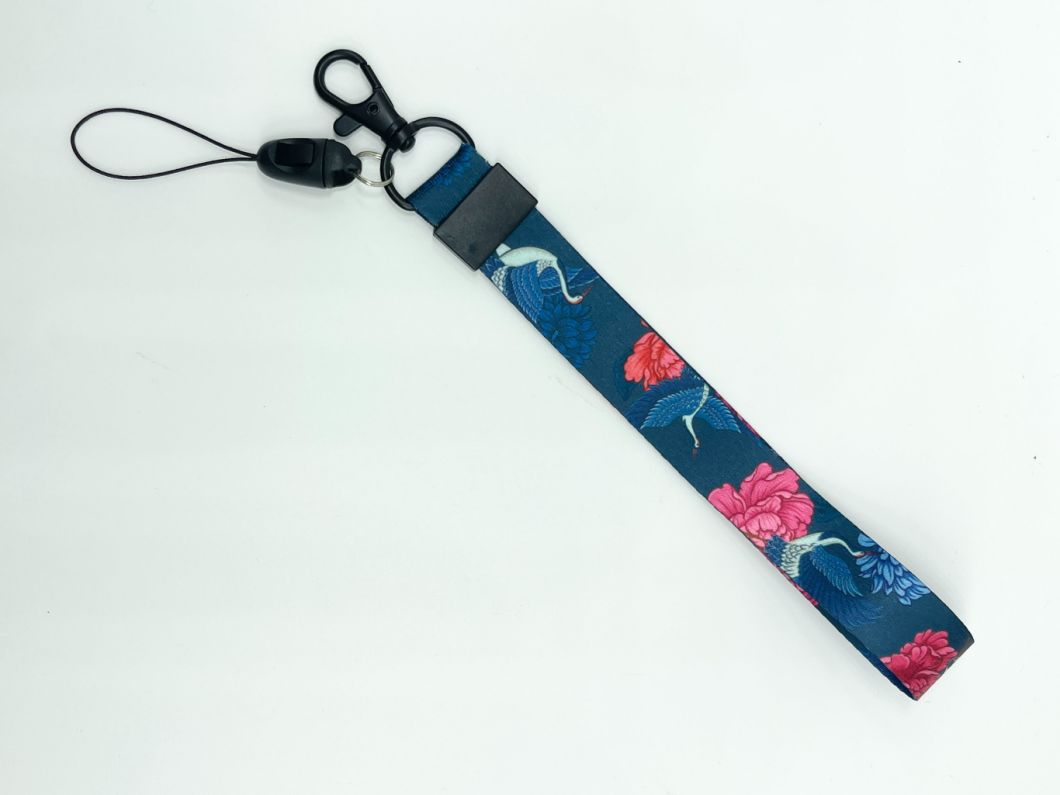 Customized Polyester Transfer Printing Silk Screen Keychain Short Rope for Mobile Phone Anti Loss Bracelet Lanyard