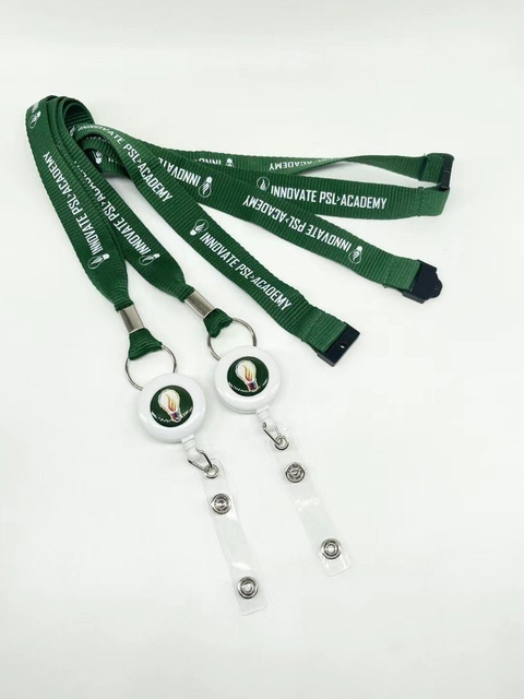 Custom Design Logo with Retractable and Easy to Pull Buckles Heat Transfer Dye Sublimation Printed Lanyard with Badge Reel