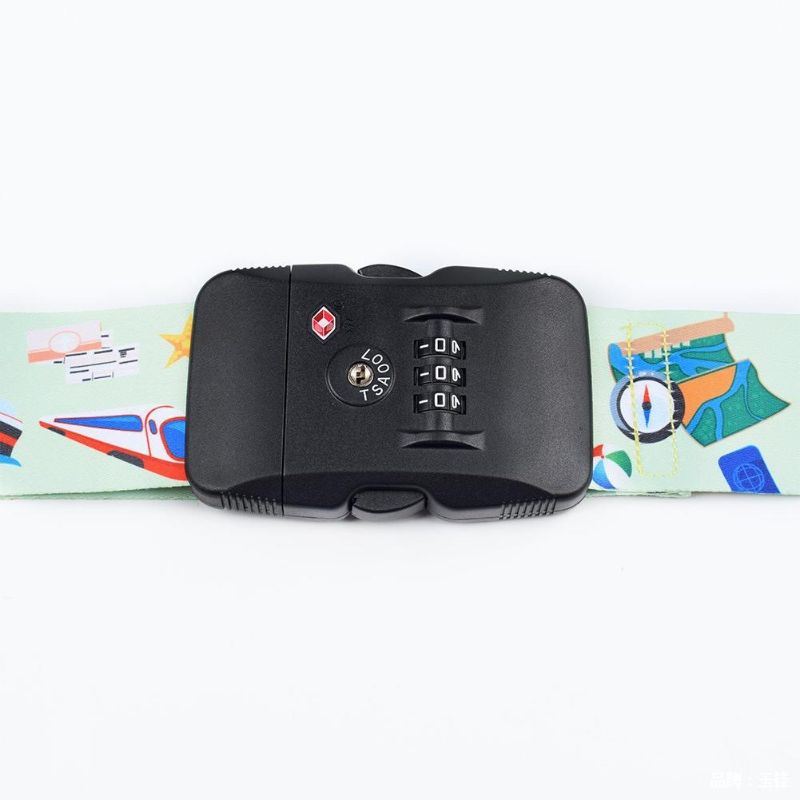 Customized High quality Heat Transfer Logo Luggage Belt with Tsa Custom Locks