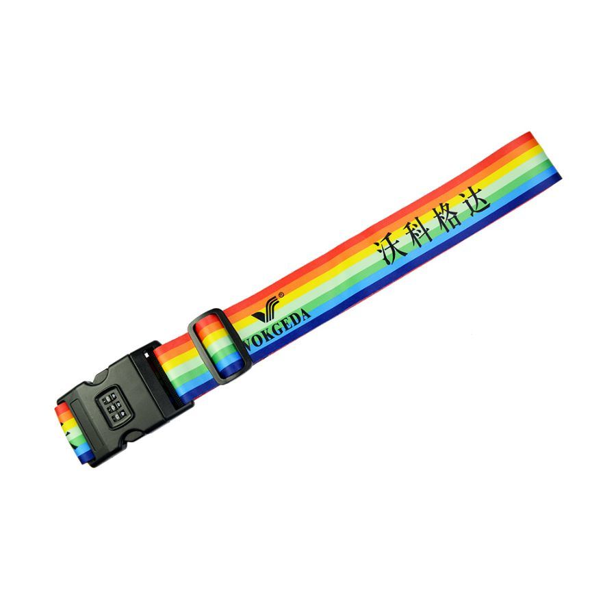 Custom High Quality Polyester Heat Transfer Tape with Three Combination Lock Luggage Strap