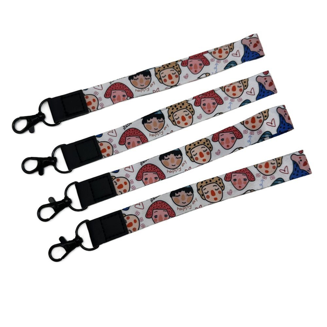 Custom Logo Pink Cute Wristlet Key Strap Holder Short Keychain Lanyard