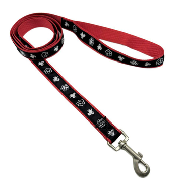 Color Nylon Thread Black Comfortable Handle Silver Black D Ring Dog Leash for Pets