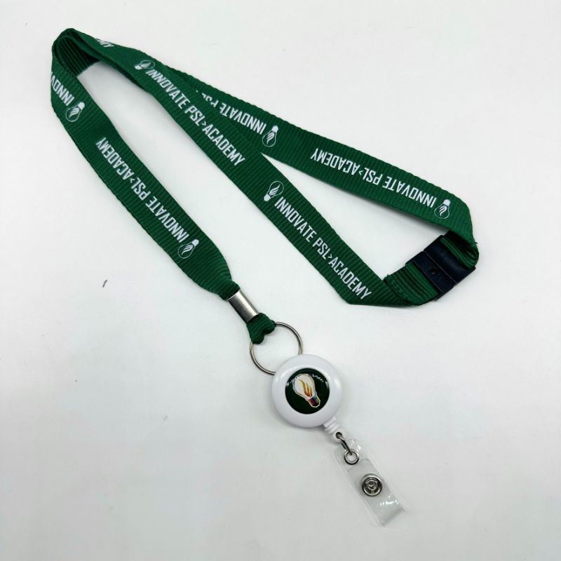 Custom Design Logo with Retractable and Easy to Pull Buckles Heat Transfer Dye Sublimation Printed Lanyard with Badge Reel