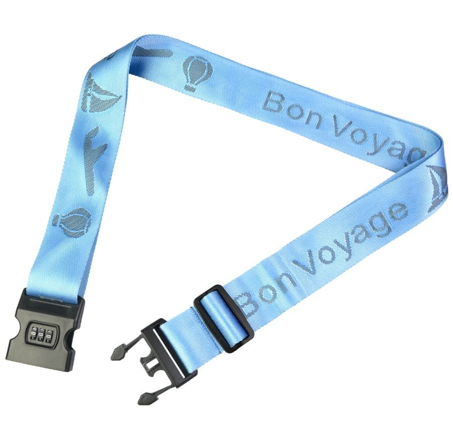 Customized High Quality Nylon Material Computer Jacquard Logo with 3 Digit Code Lock Suitcase Binding Belt