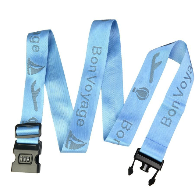 Customized High Quality Nylon Material Computer Jacquard Logo with 3 Digit Code Lock Suitcase Binding Belt