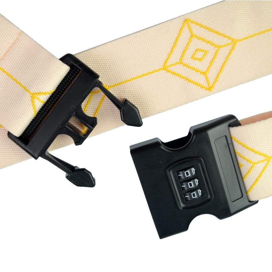 Customized High-Quality Polyester Material with Single-Sided Jacquard Strap, Three Digit Password Lock Strap, PU Leather Blank Address Bar, Luggage Strap