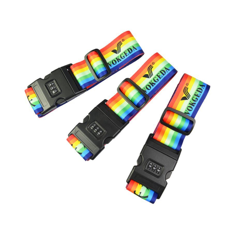 Custom High Quality Polyester Heat Transfer Tape with Three Combination Lock Luggage Strap